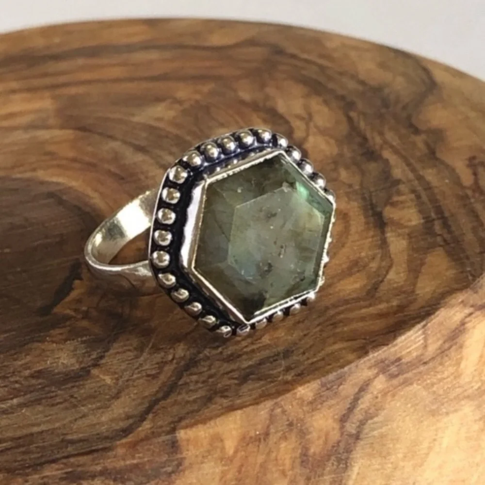 Labradorite Silver Plated Ring